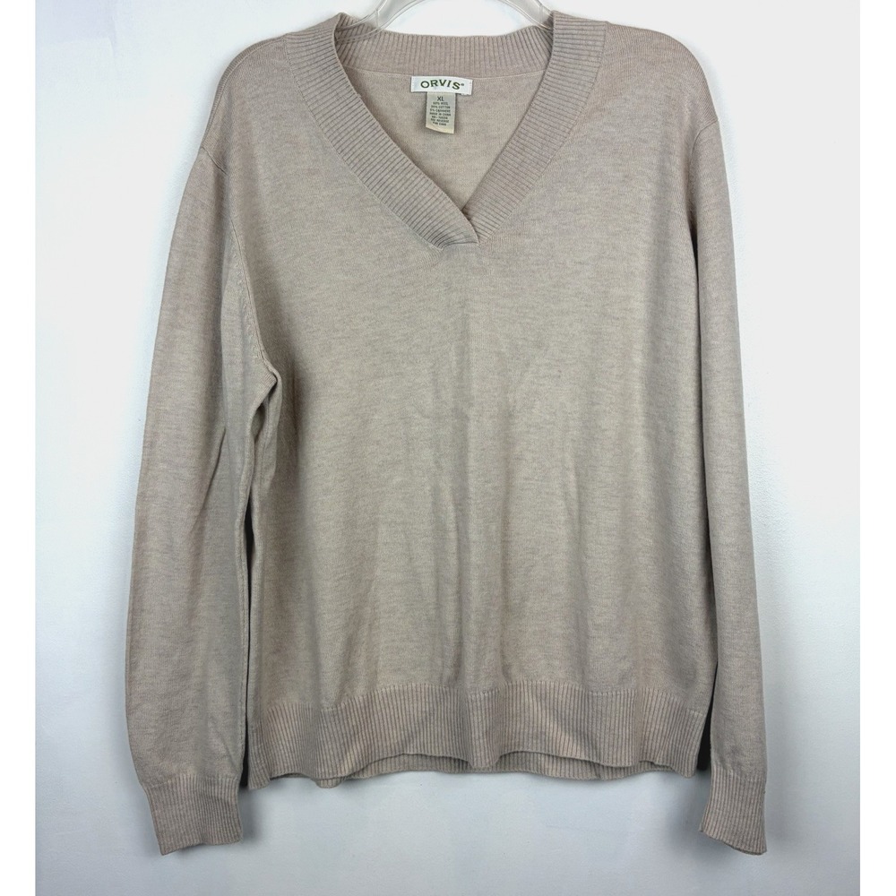 Orvis Sweater Womens XL Dropped Shoulder Oatmeal Capsule Beige Minimalist